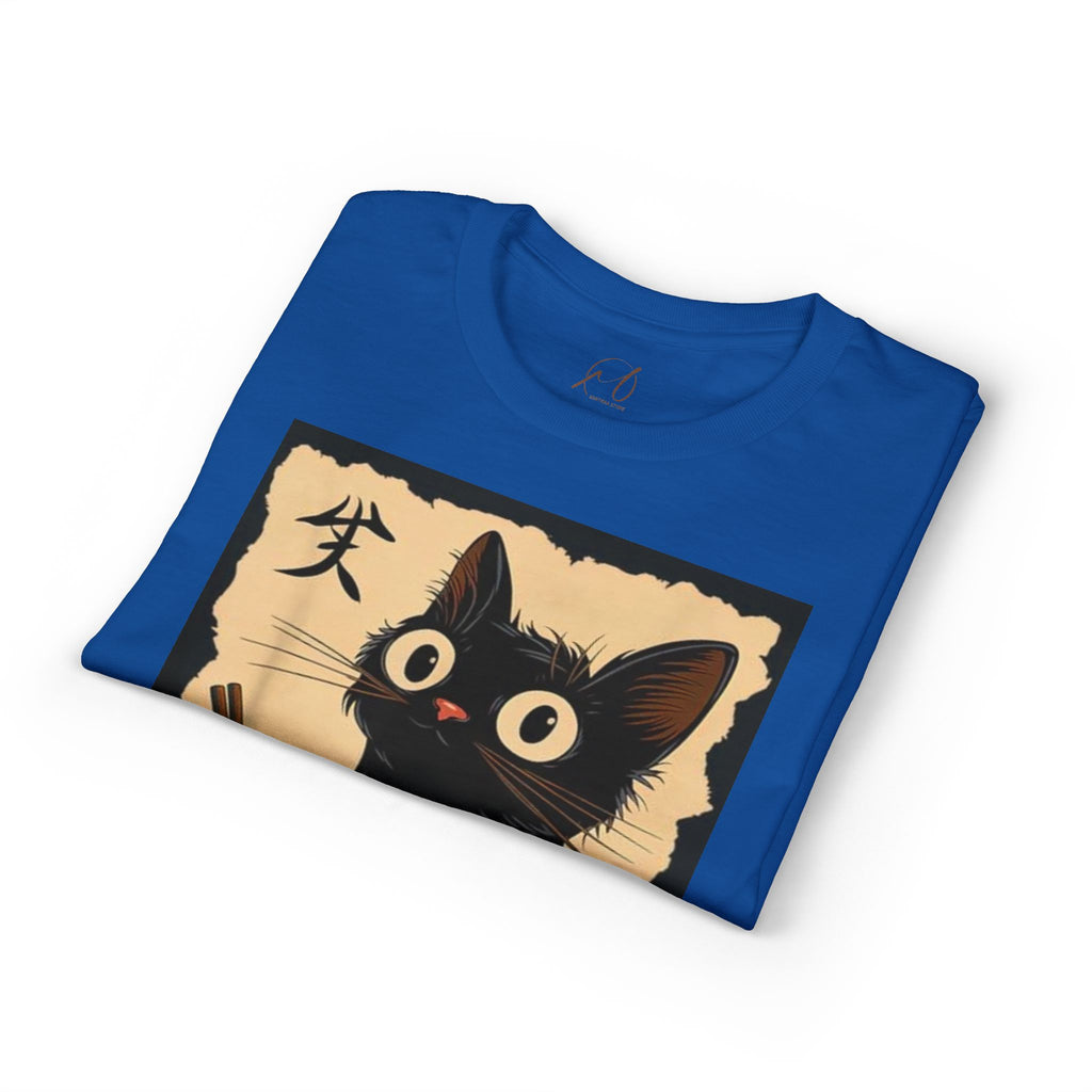 Cute Black Cat Slurping Ramen Graphic Tee