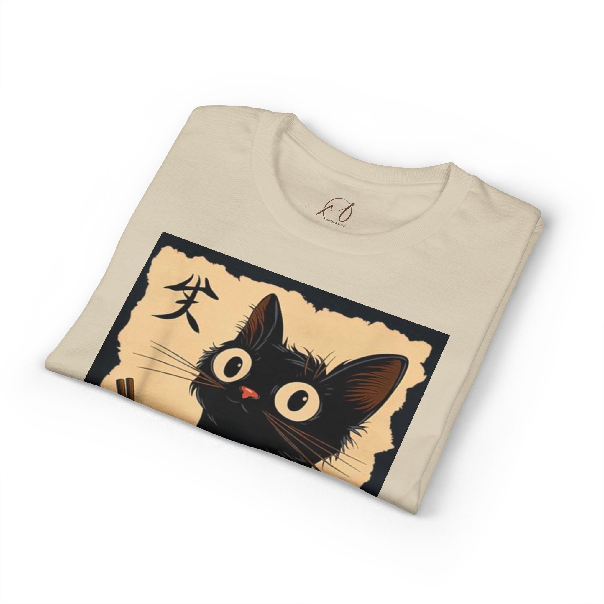 Cute Black Cat Slurping Ramen Graphic Tee