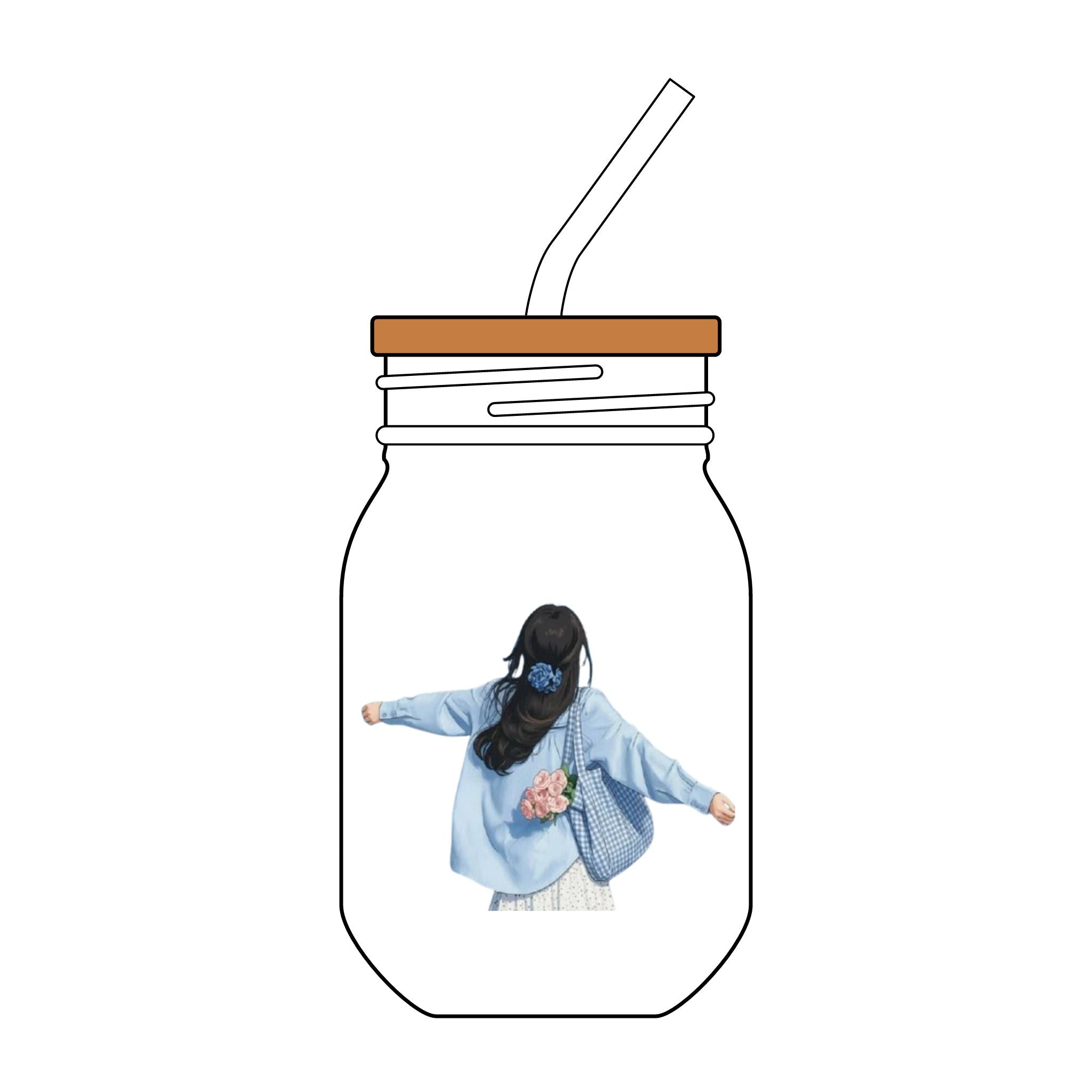 Sipper Glass with Straw, 16oz (Engraving)