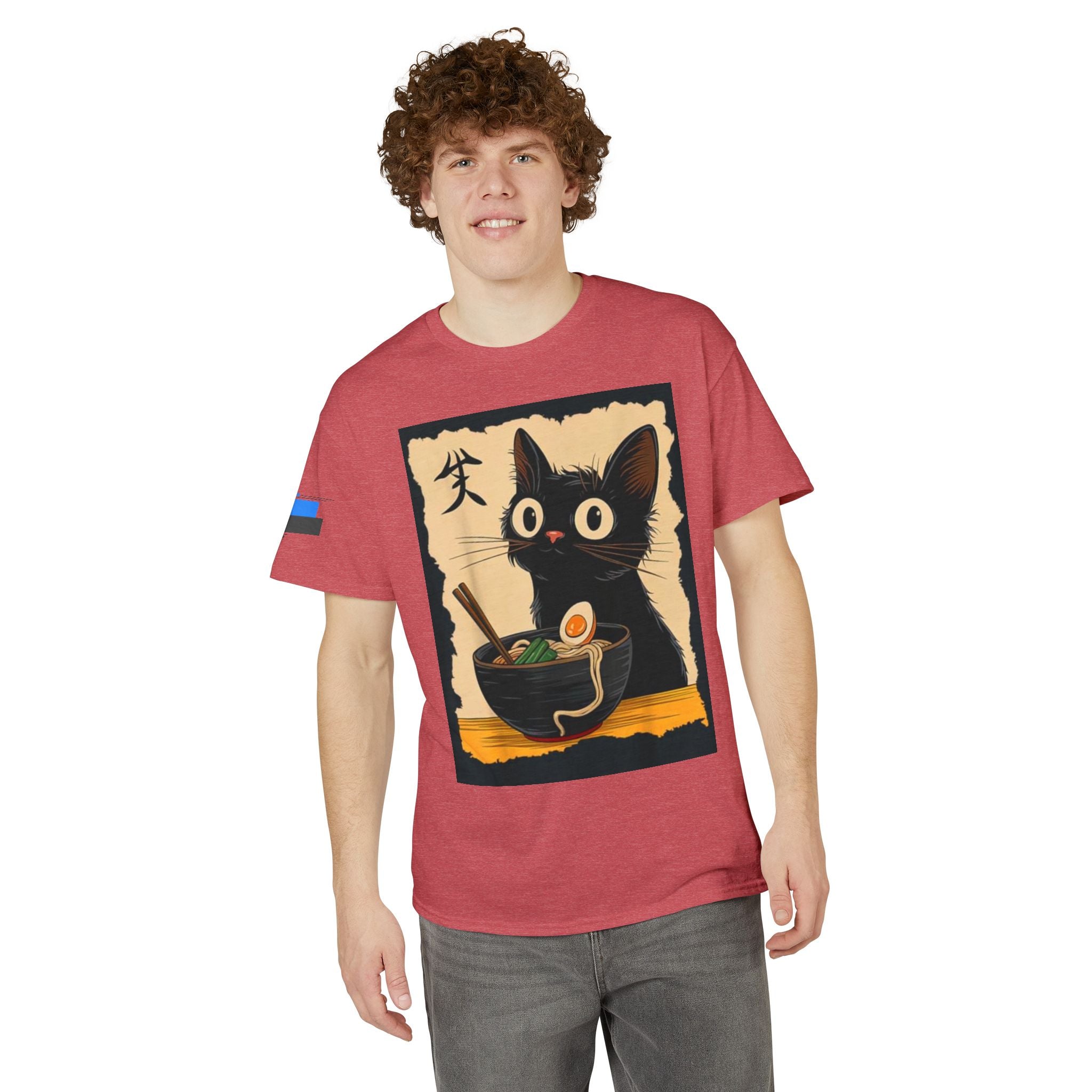 Cute Black Cat Slurping Ramen Graphic Tee