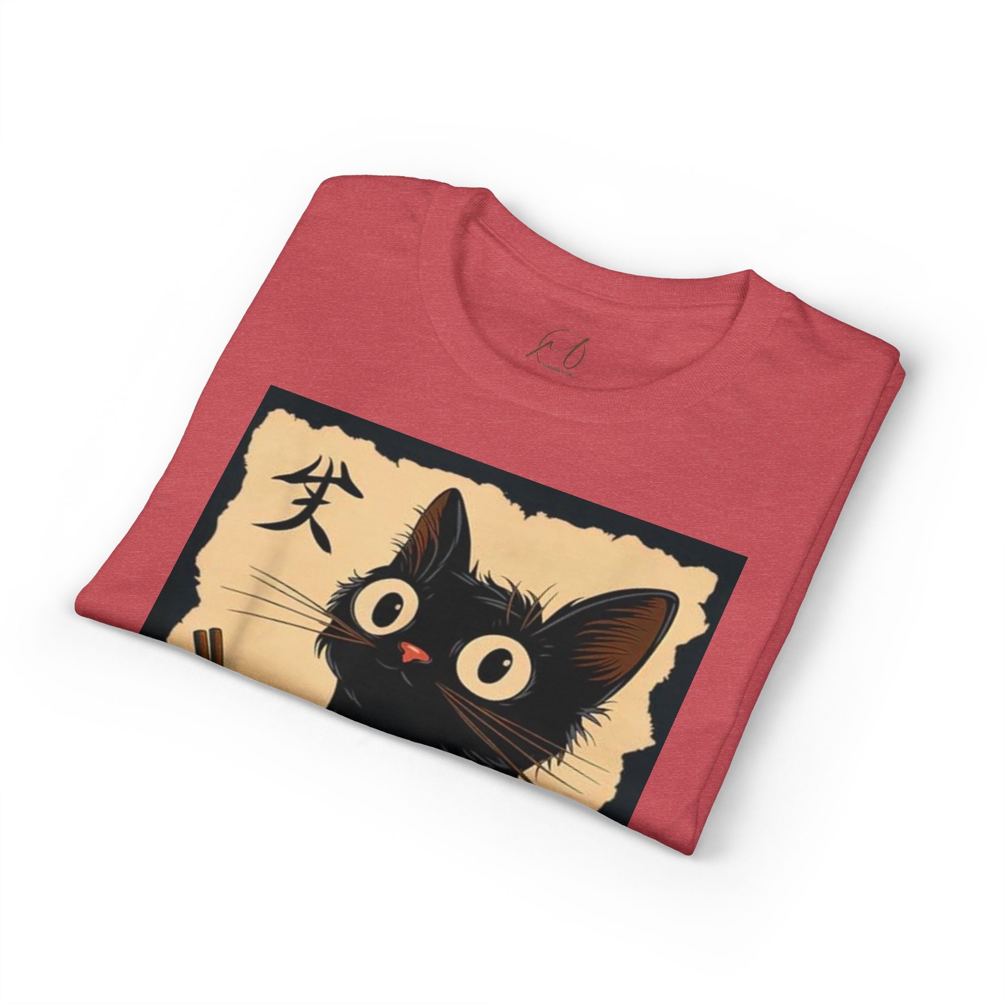 Cute Black Cat Slurping Ramen Graphic Tee
