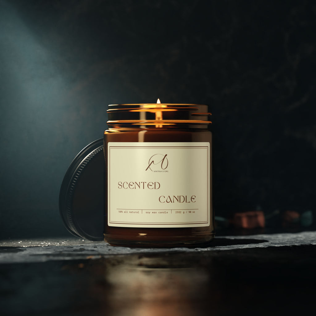 Amber Jar Soy Candle — Scented Soy Candle in Amber Glass (Multiple Sizes)