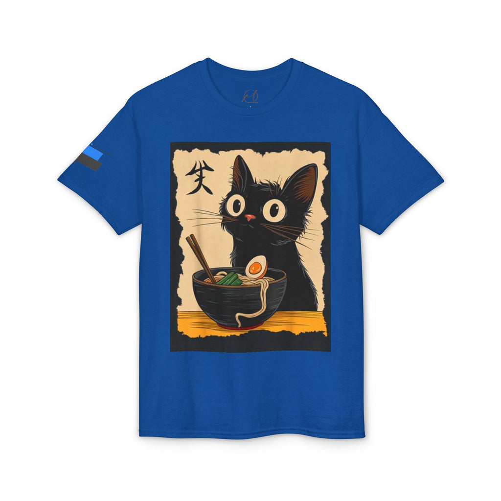 Cute Black Cat Slurping Ramen Graphic Tee