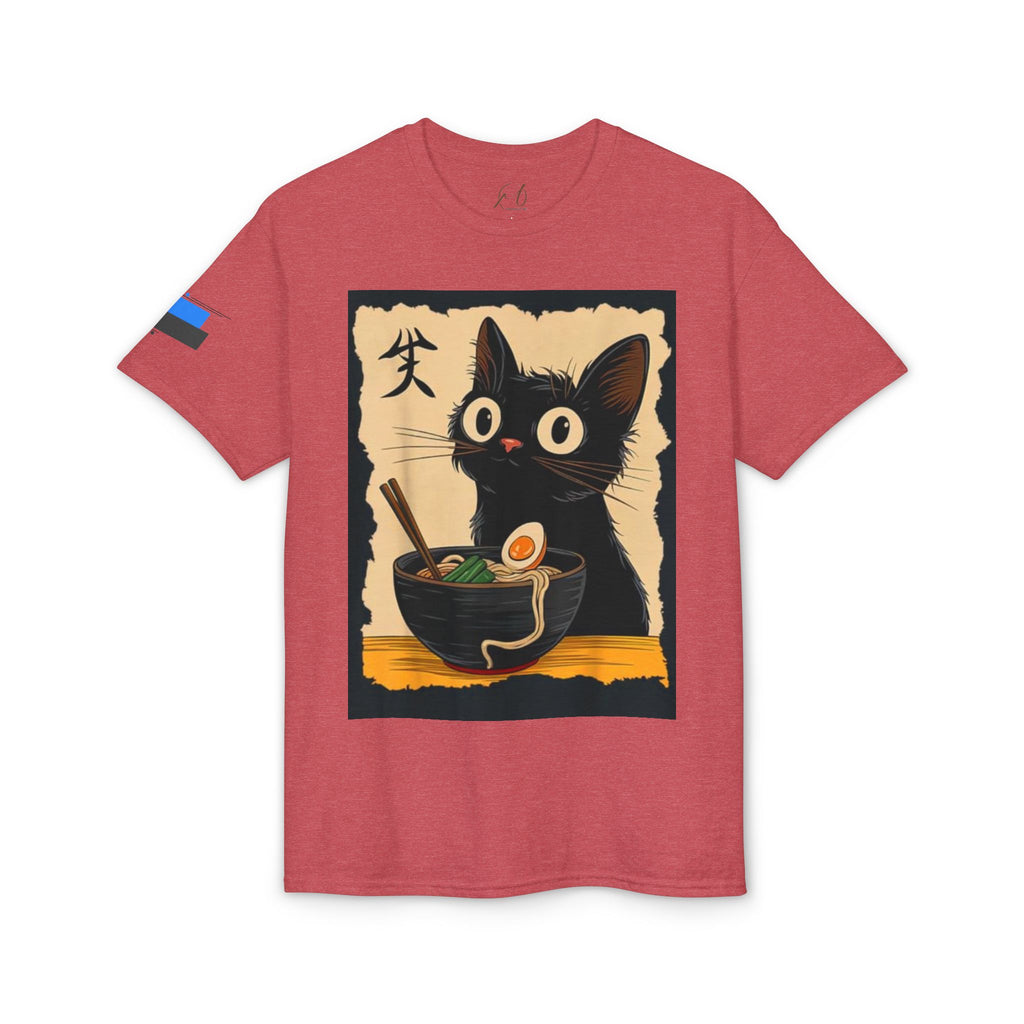 Cute Black Cat Slurping Ramen Graphic Tee
