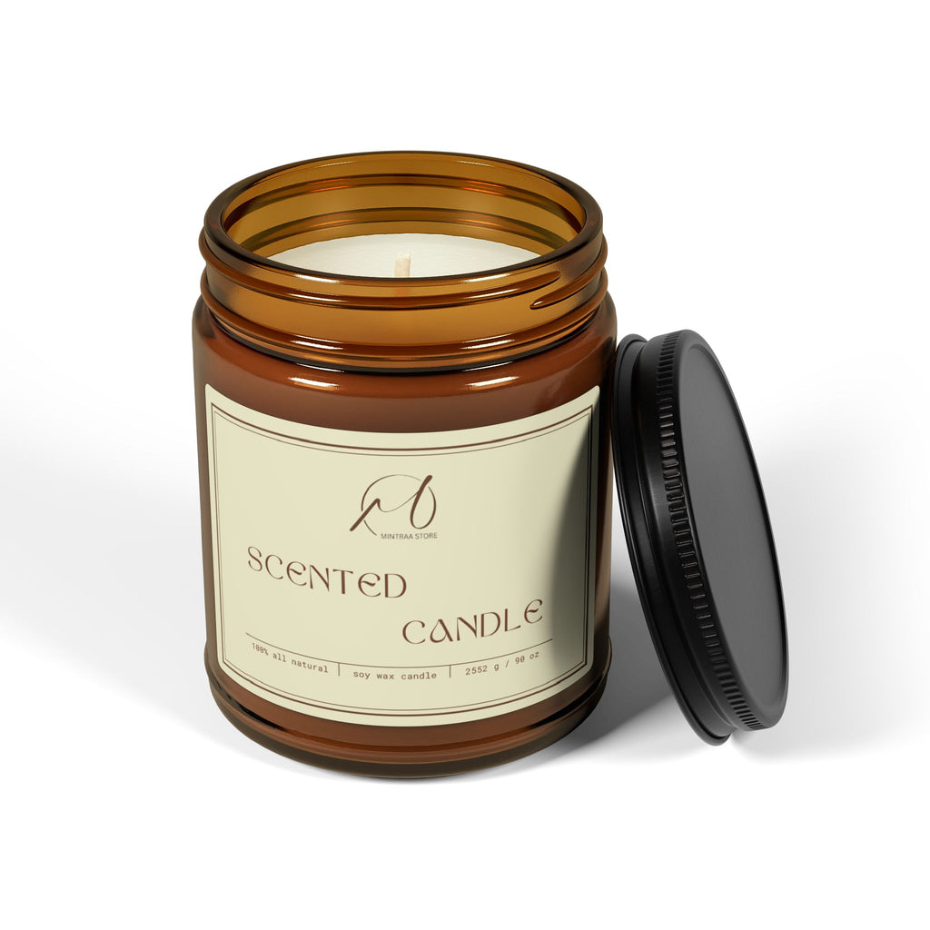 Amber Jar Soy Candle — Scented Soy Candle in Amber Glass (Multiple Sizes)