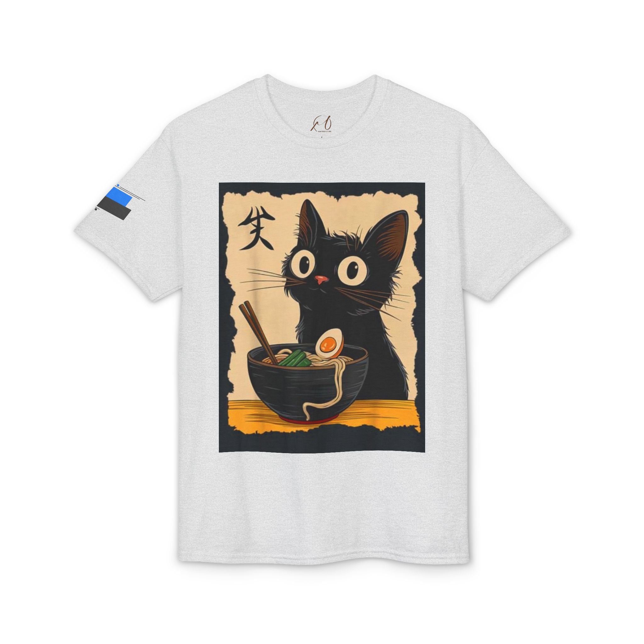Cute Black Cat Slurping Ramen Graphic Tee