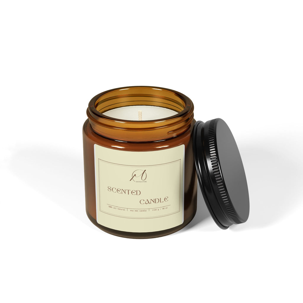 Amber Jar Soy Candle — Scented Soy Candle in Amber Glass (Multiple Sizes)