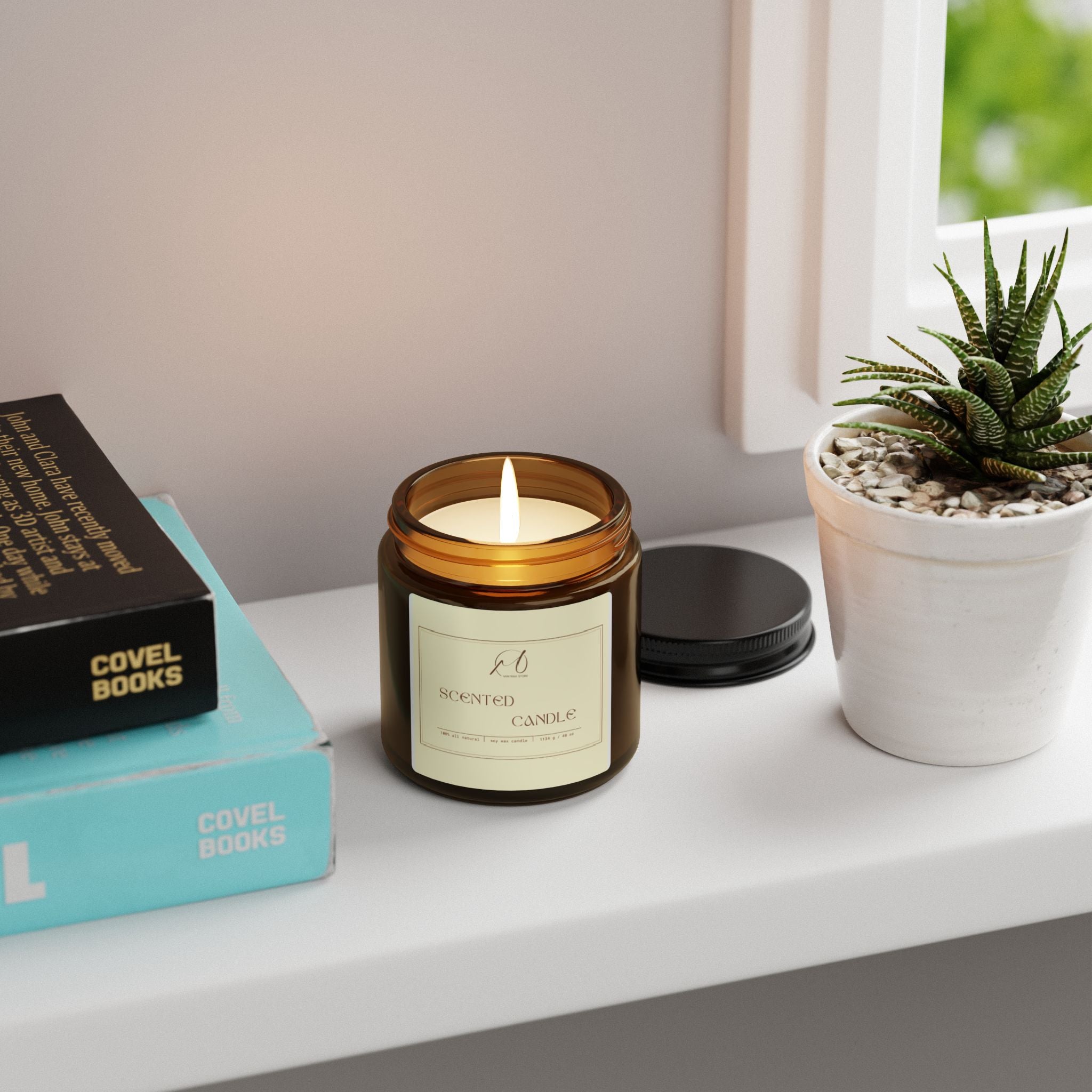 Amber Jar Soy Candle — Scented Soy Candle in Amber Glass (Multiple Sizes)