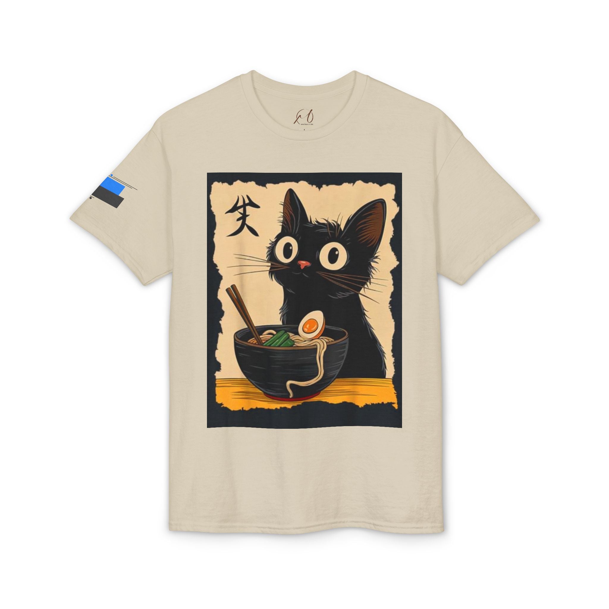 Cute Black Cat Slurping Ramen Graphic Tee