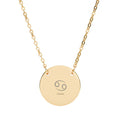 Engraved Circle Necklace — Cancer Zodiac Symbol Pendant