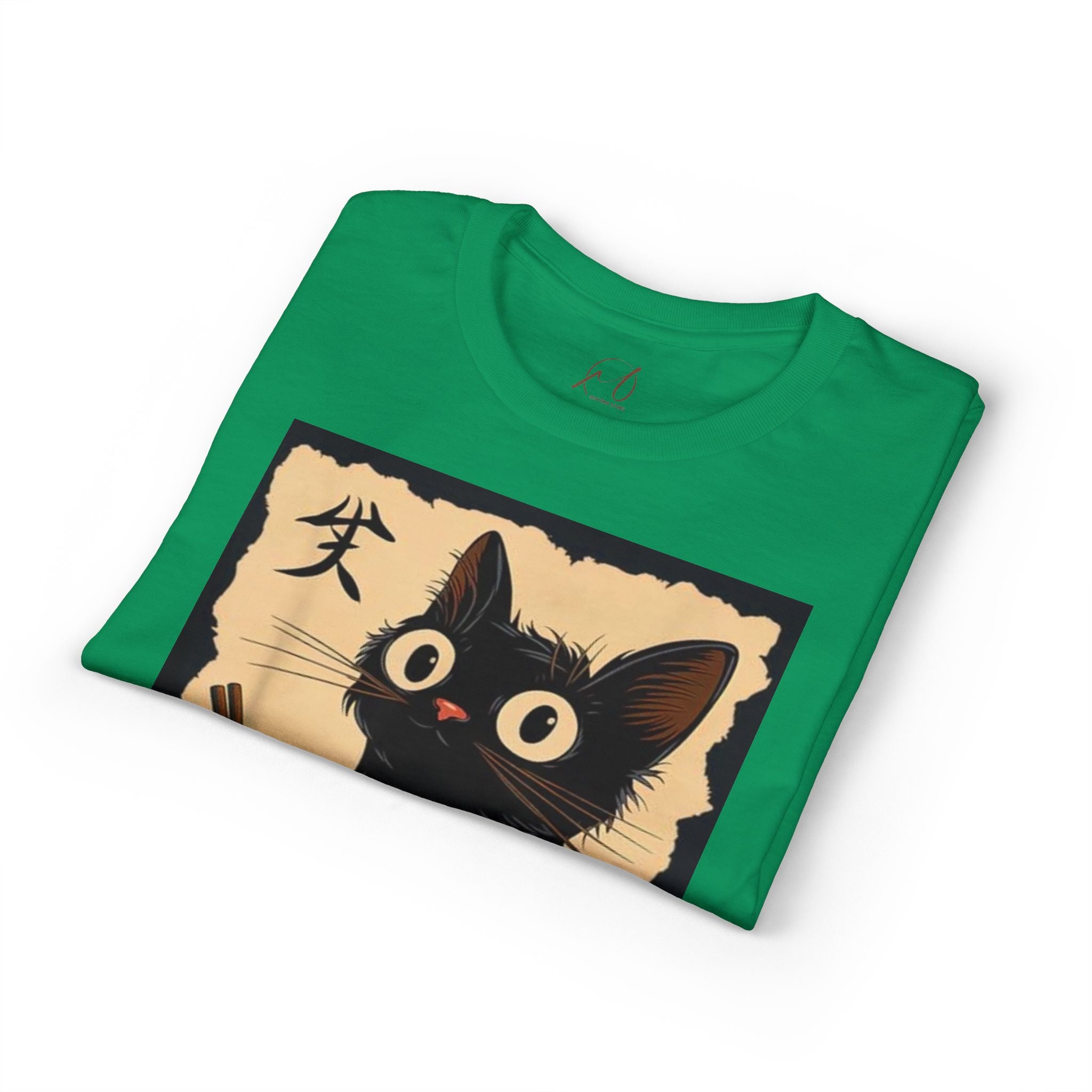 Cute Black Cat Slurping Ramen Graphic Tee