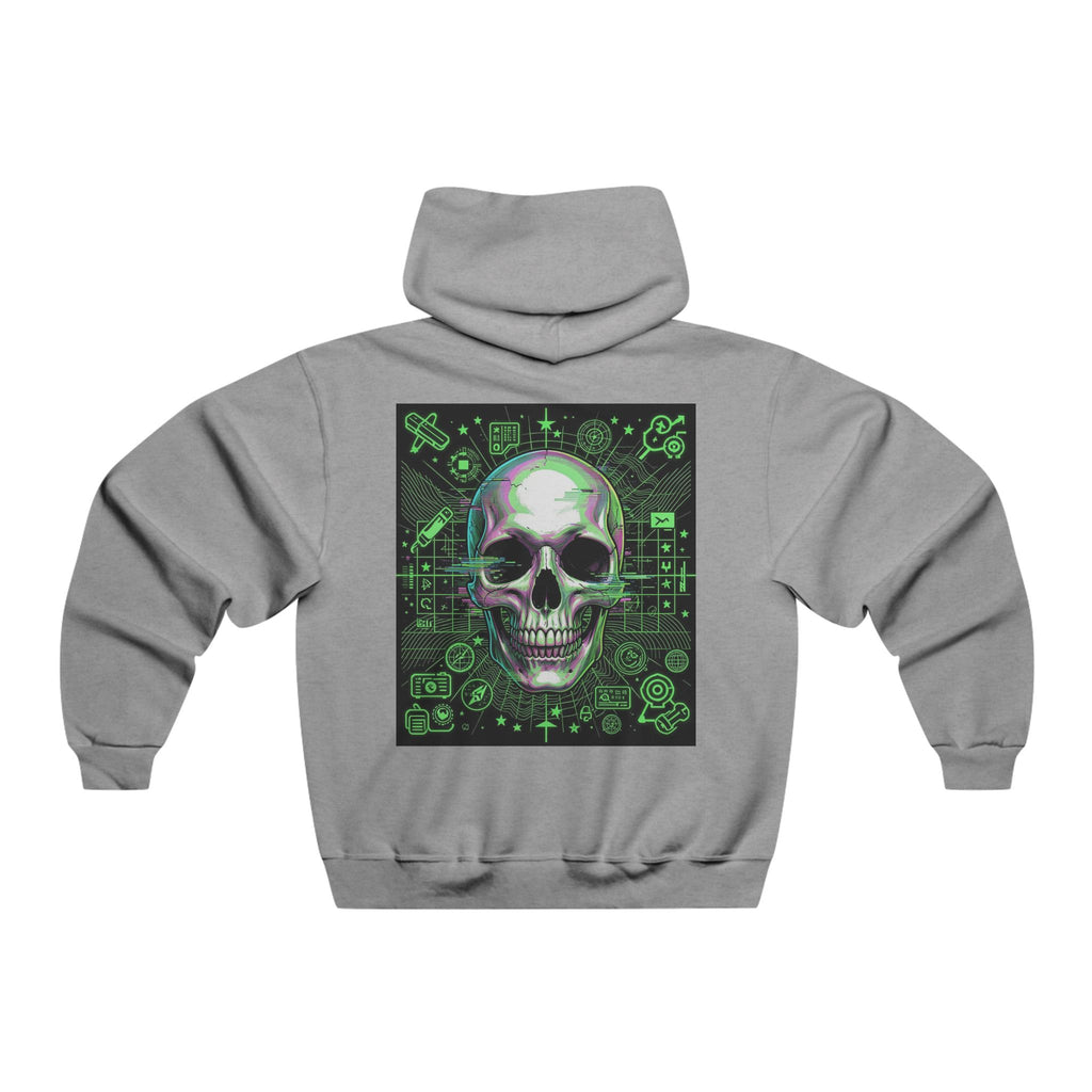Neon Green Tech Skull Graphic Hooded Sweatshirt