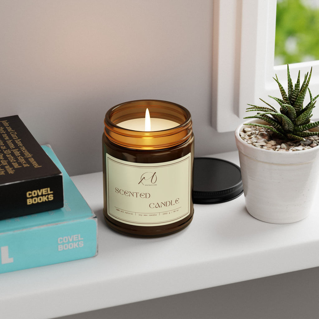 Amber Jar Soy Candle — Scented Soy Candle in Amber Glass (Multiple Sizes)