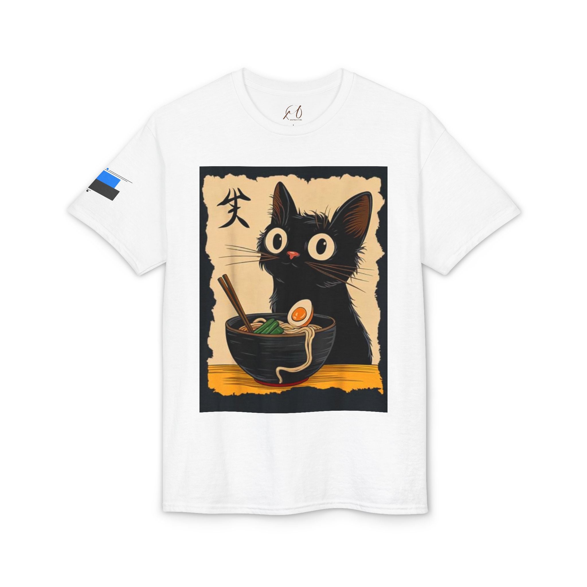 Cute Black Cat Slurping Ramen Graphic Tee