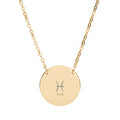 Engraved Circle Pisces Necklace — Zodiac Symbol Pendant (Customizable)