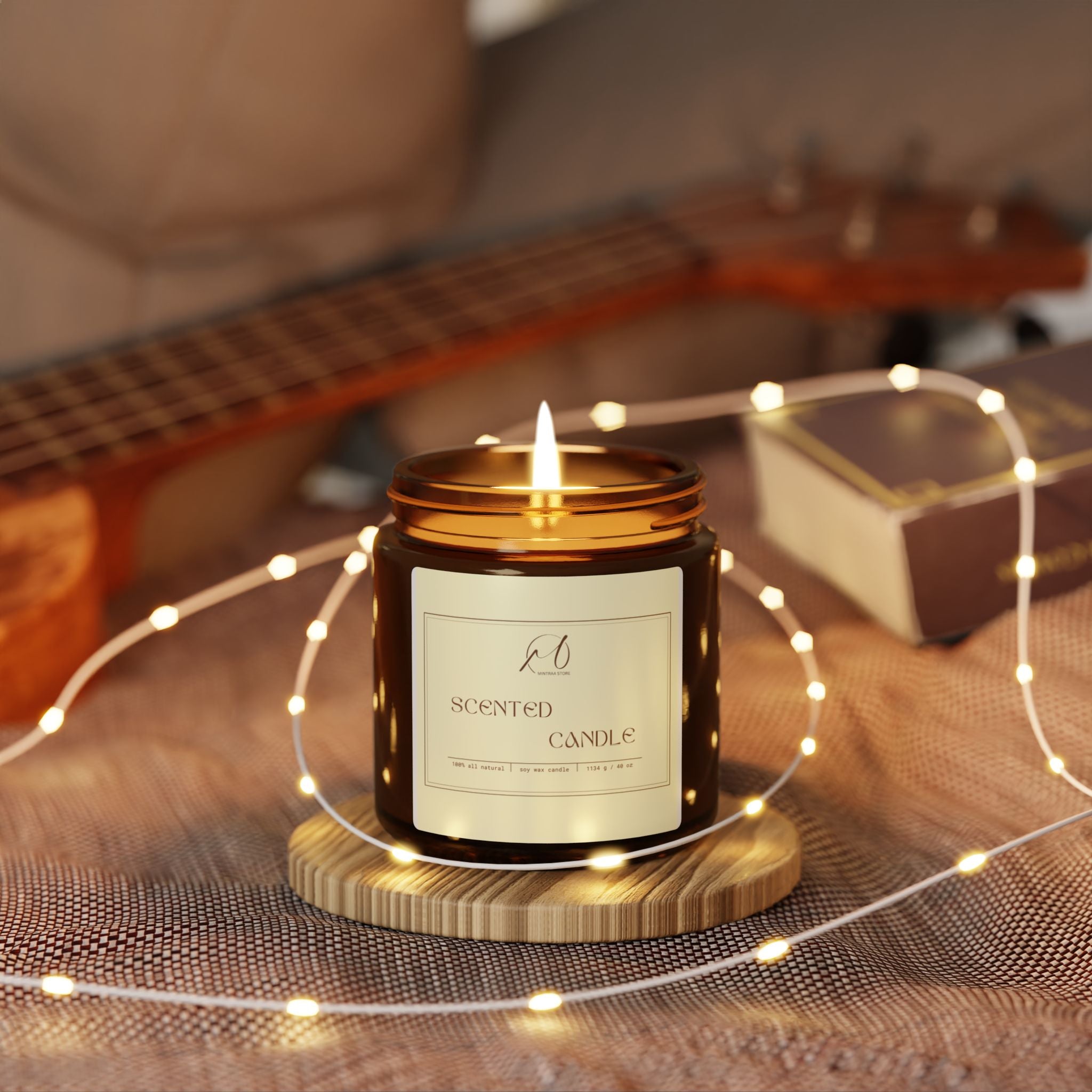 Amber Jar Soy Candle — Scented Soy Candle in Amber Glass (Multiple Sizes)