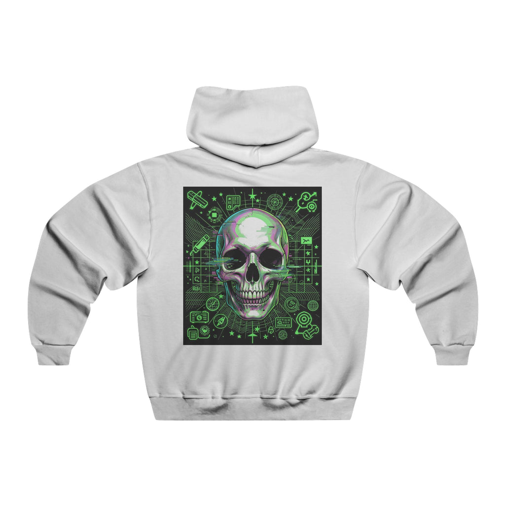 Neon Green Tech Skull Graphic Hooded Sweatshirt