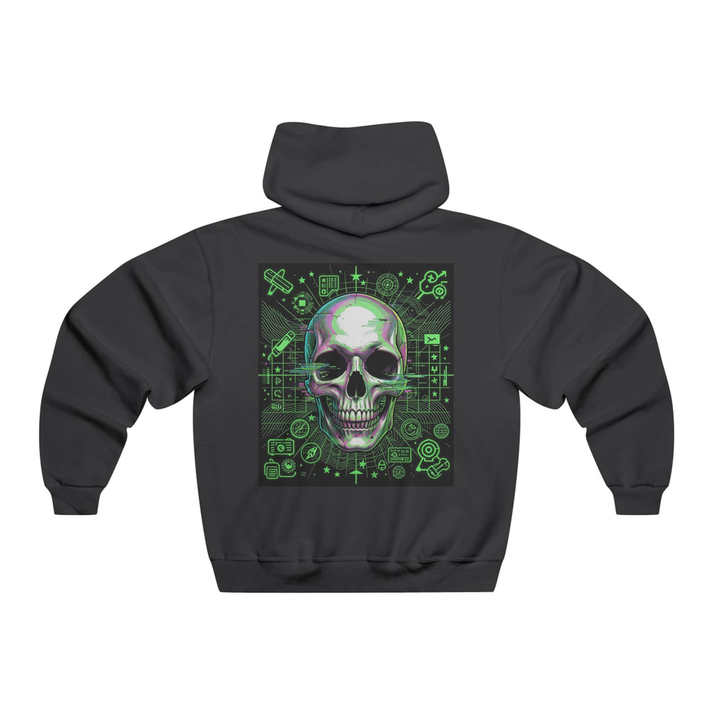 Neon Green Tech Skull Graphic Hooded Sweatshirt