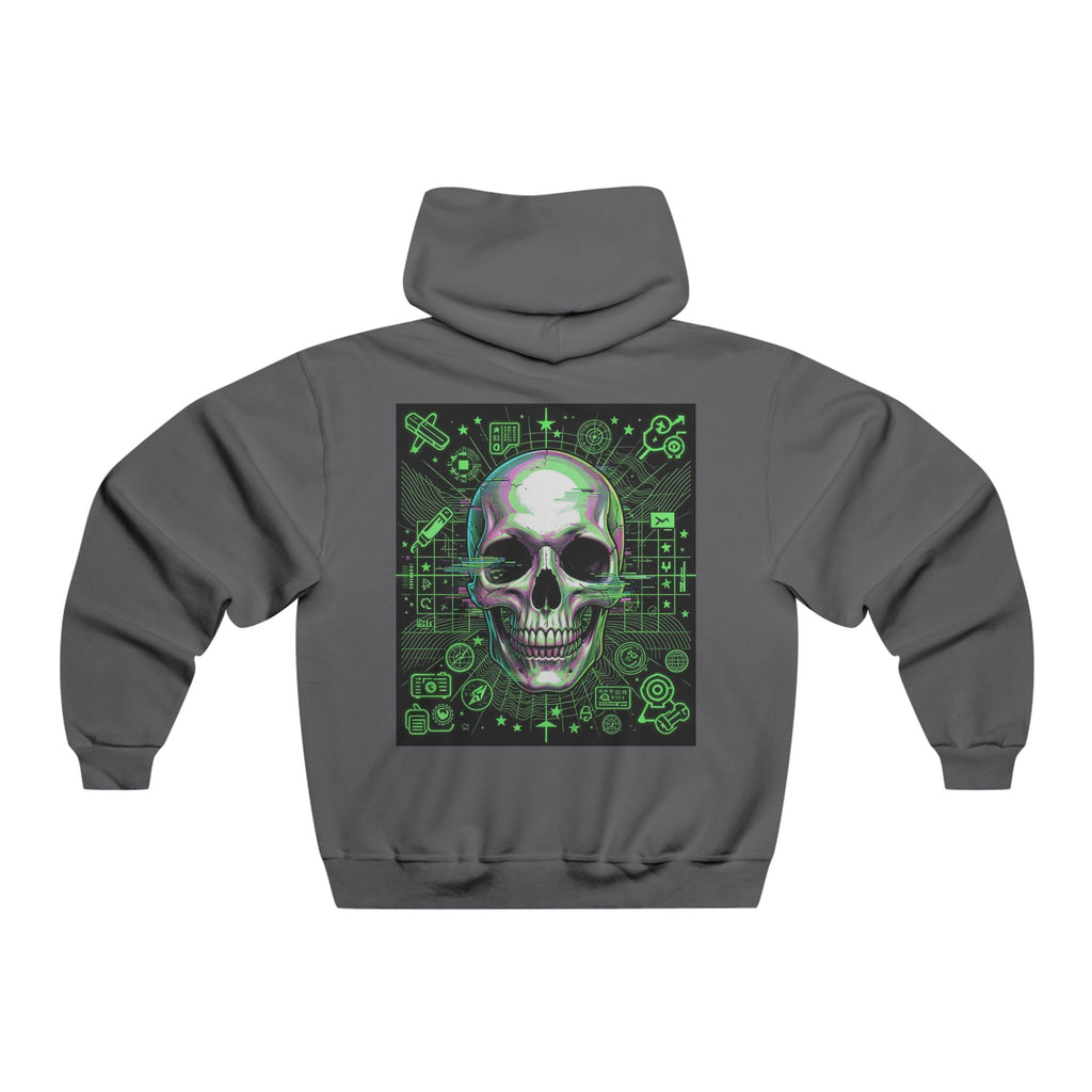 Neon Green Tech Skull Graphic Hooded Sweatshirt