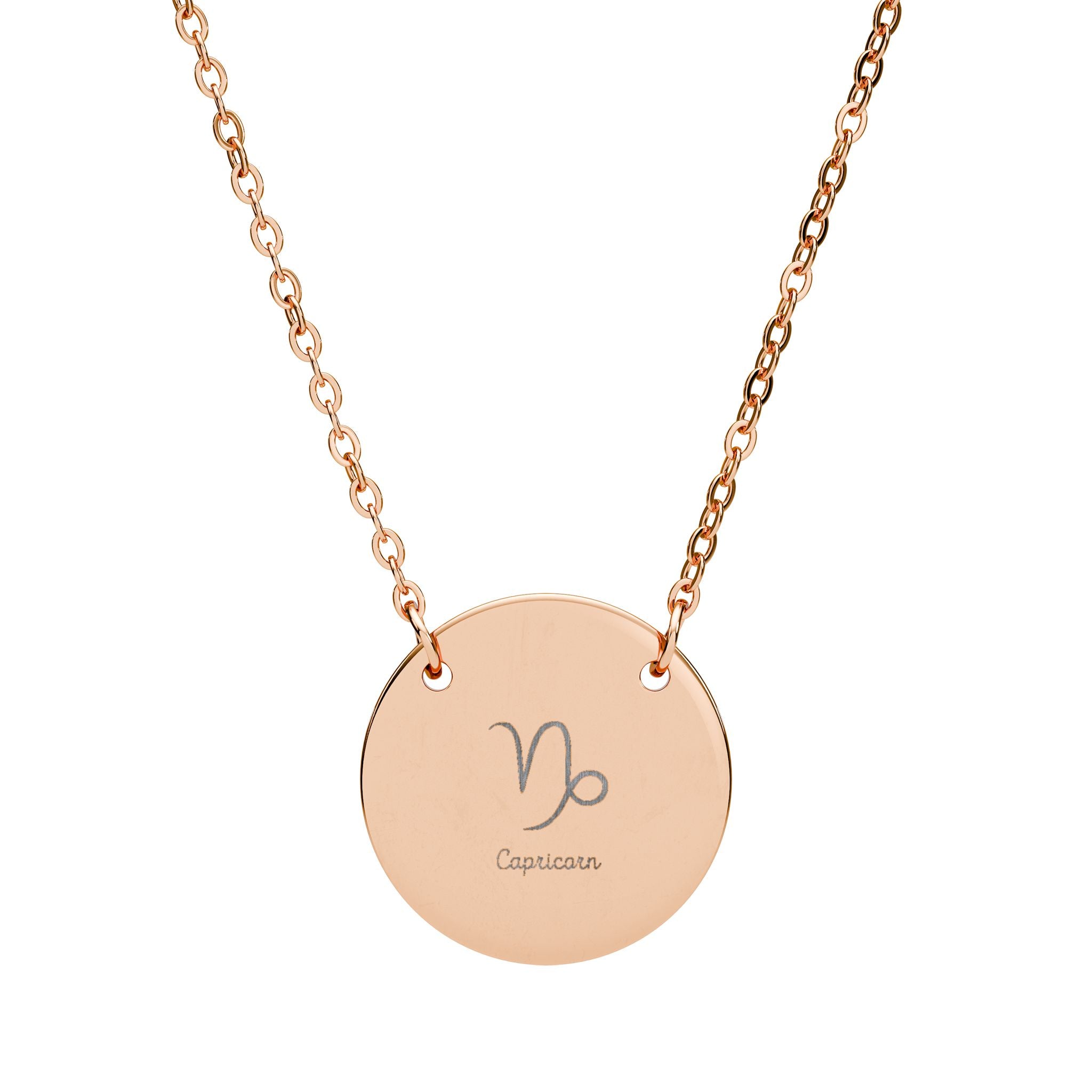Engraved Circle Necklace — Personalized Zodiac Capricorn Pendant