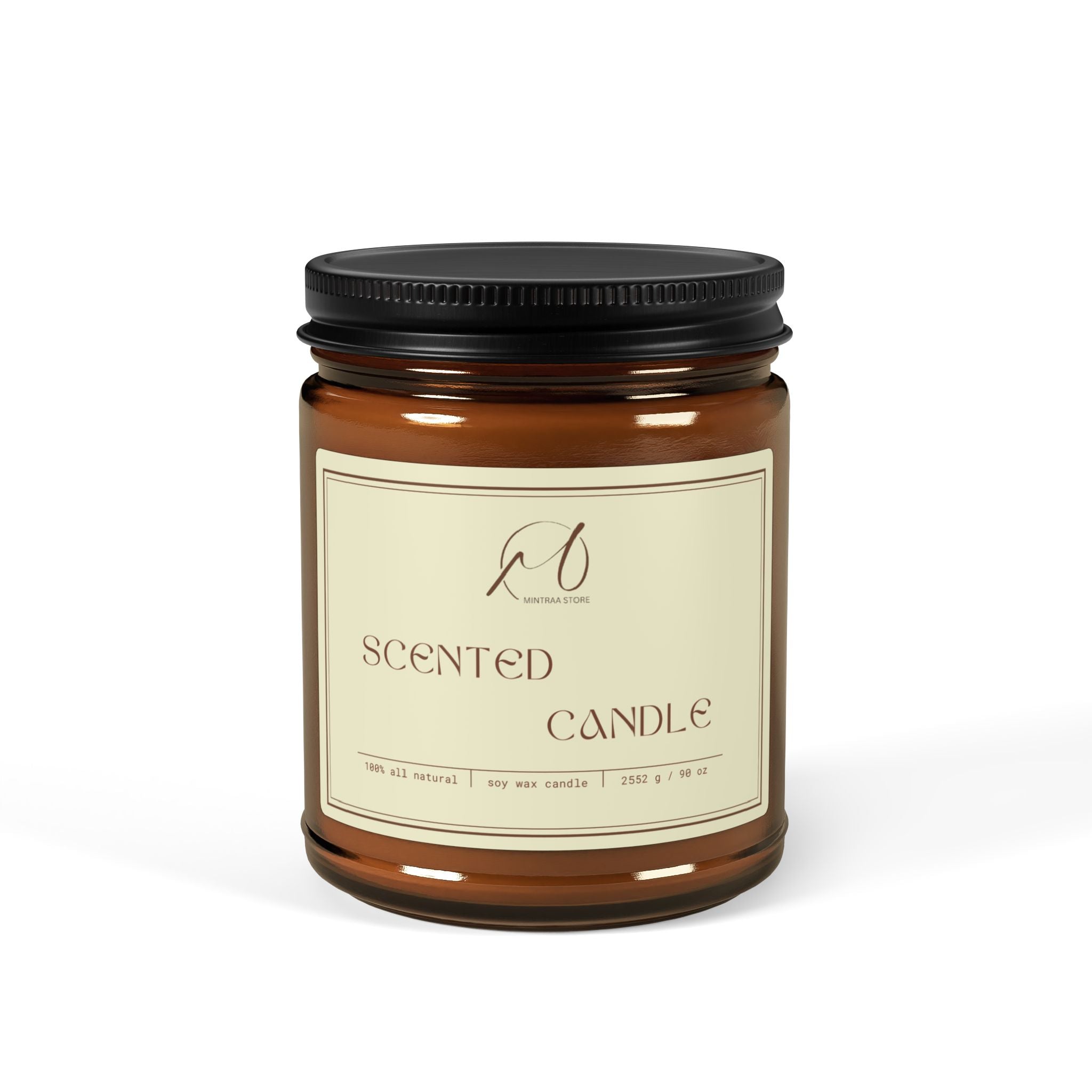 Amber Jar Soy Candle — Scented Soy Candle in Amber Glass (Multiple Sizes)
