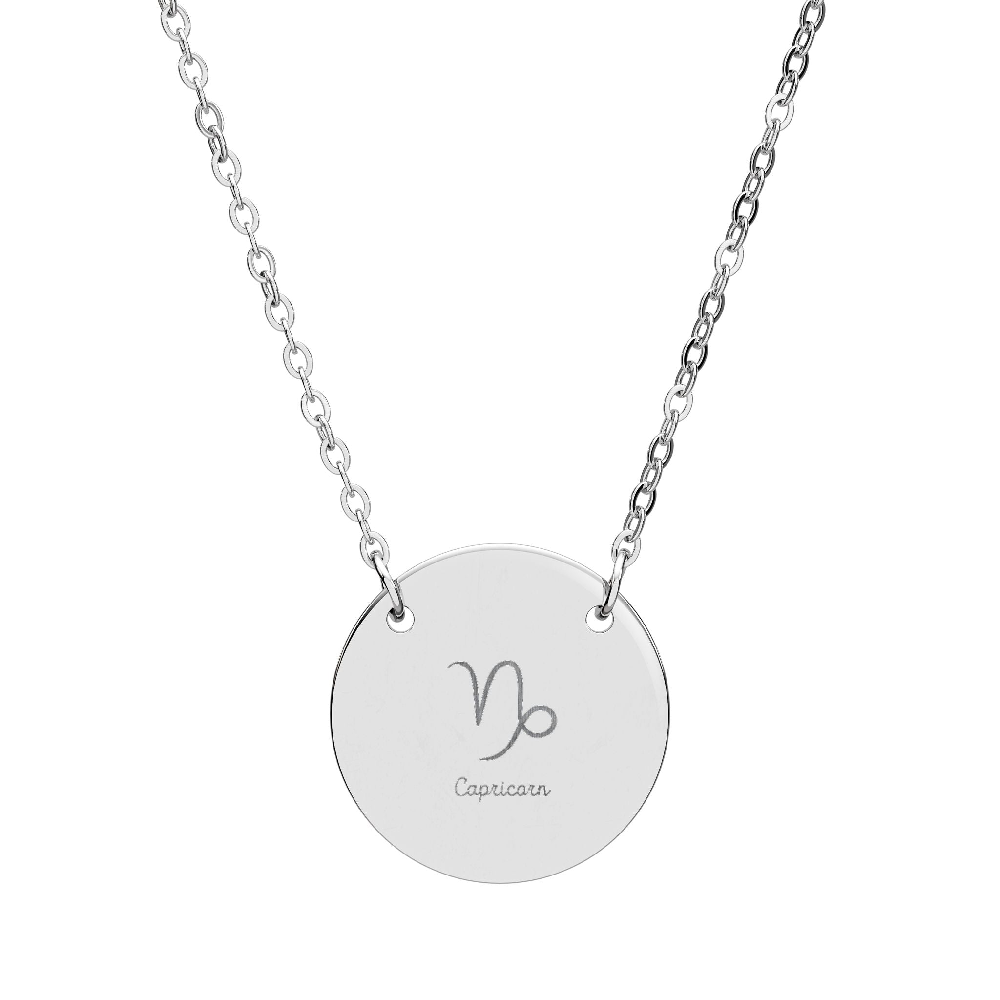 Engraved Circle Necklace — Personalized Zodiac Capricorn Pendant