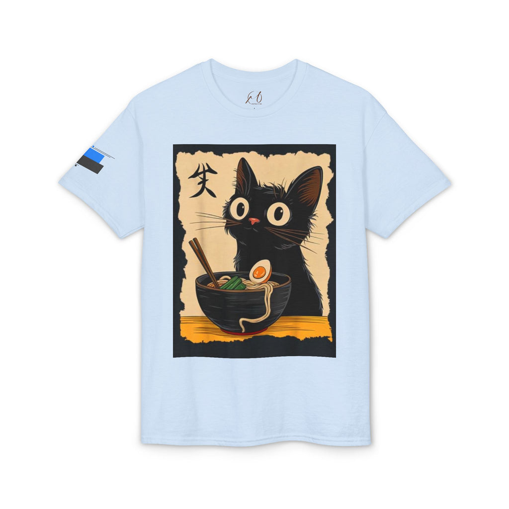 Cute Black Cat Slurping Ramen Graphic Tee